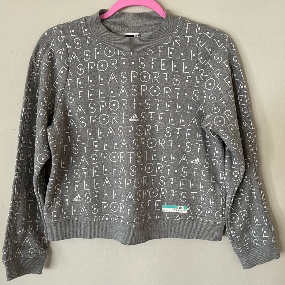 Adidas Women's Cropped Crewneck Gray Sweatshirt